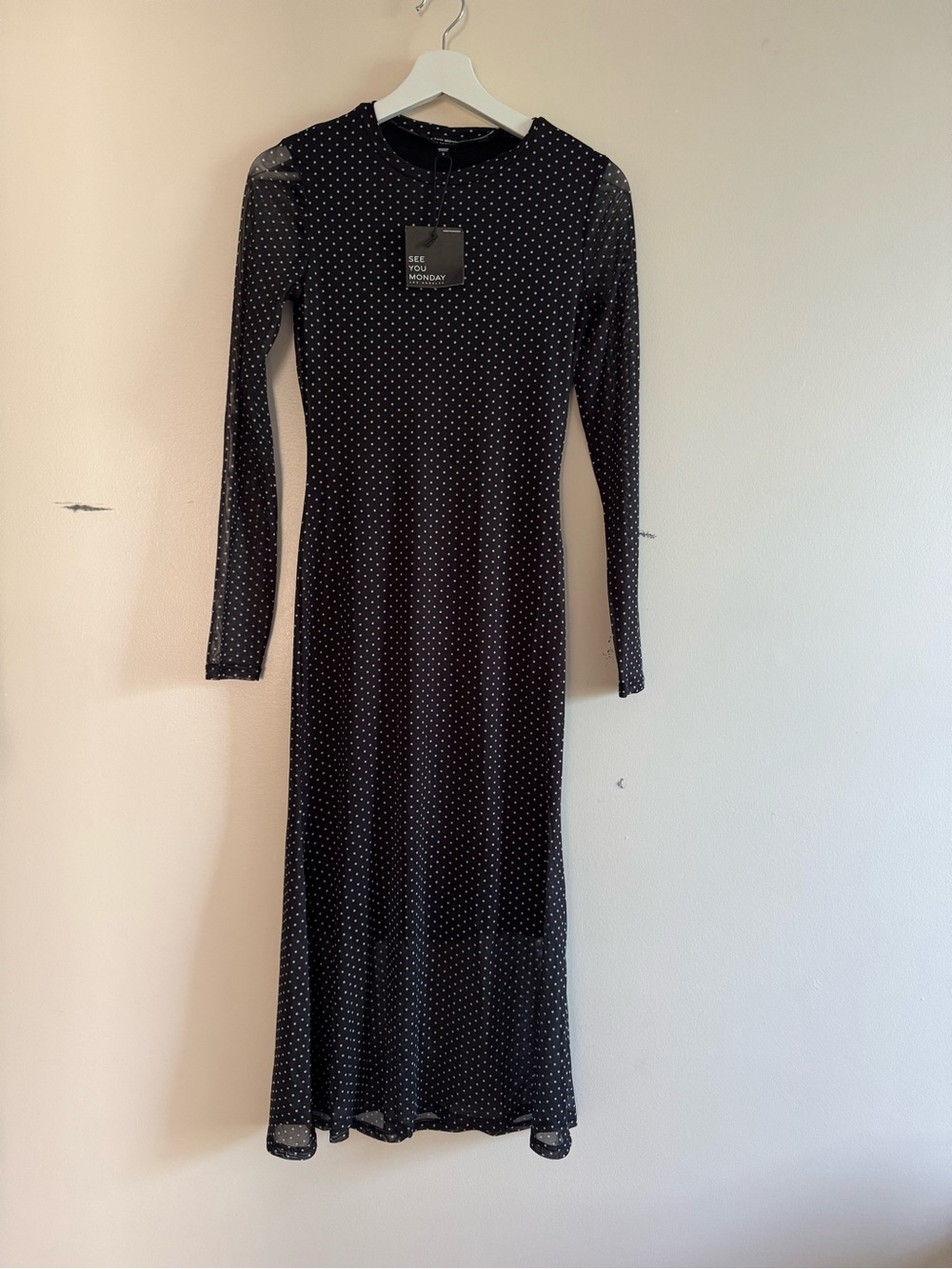 See You Monday Black Polka Dot Long Sleeve Maxi Dress